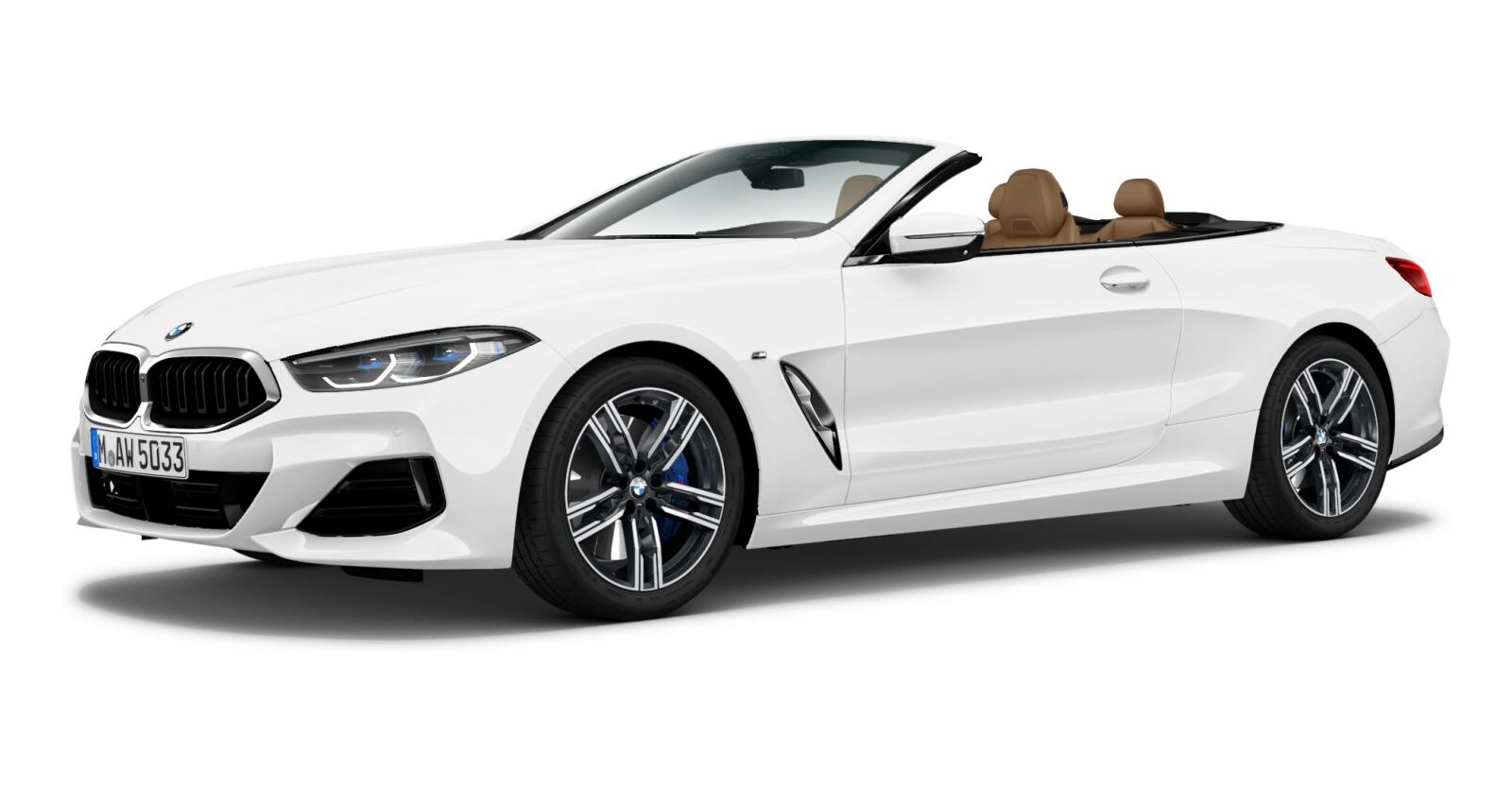 BMW 840i xDrive Cabrio in Weiß von vorne