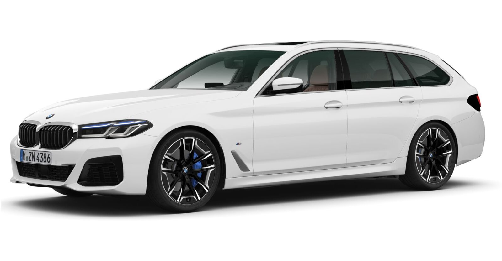 BMW 540d xDrive Touring in Weiß von vorne