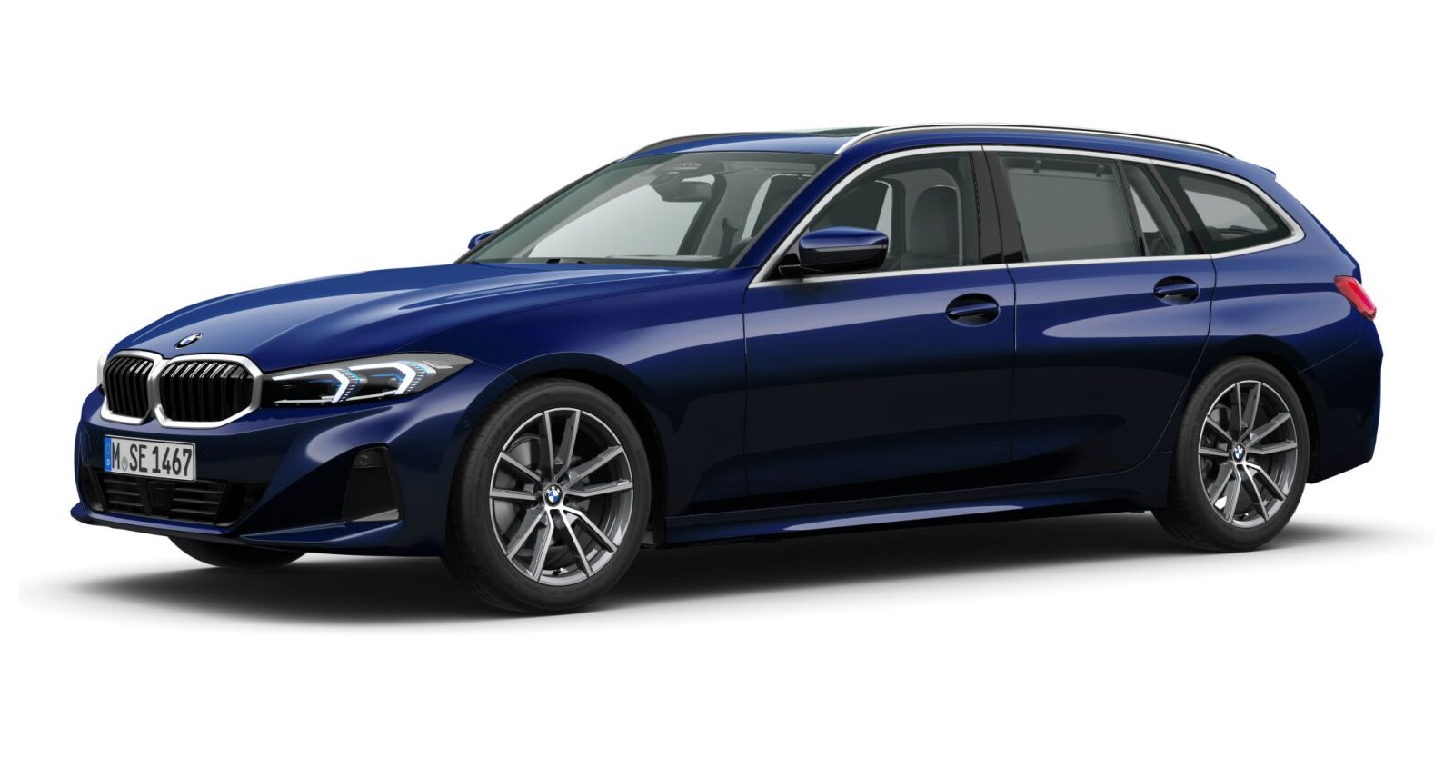 BMW 320d Touring in Blau von vorne