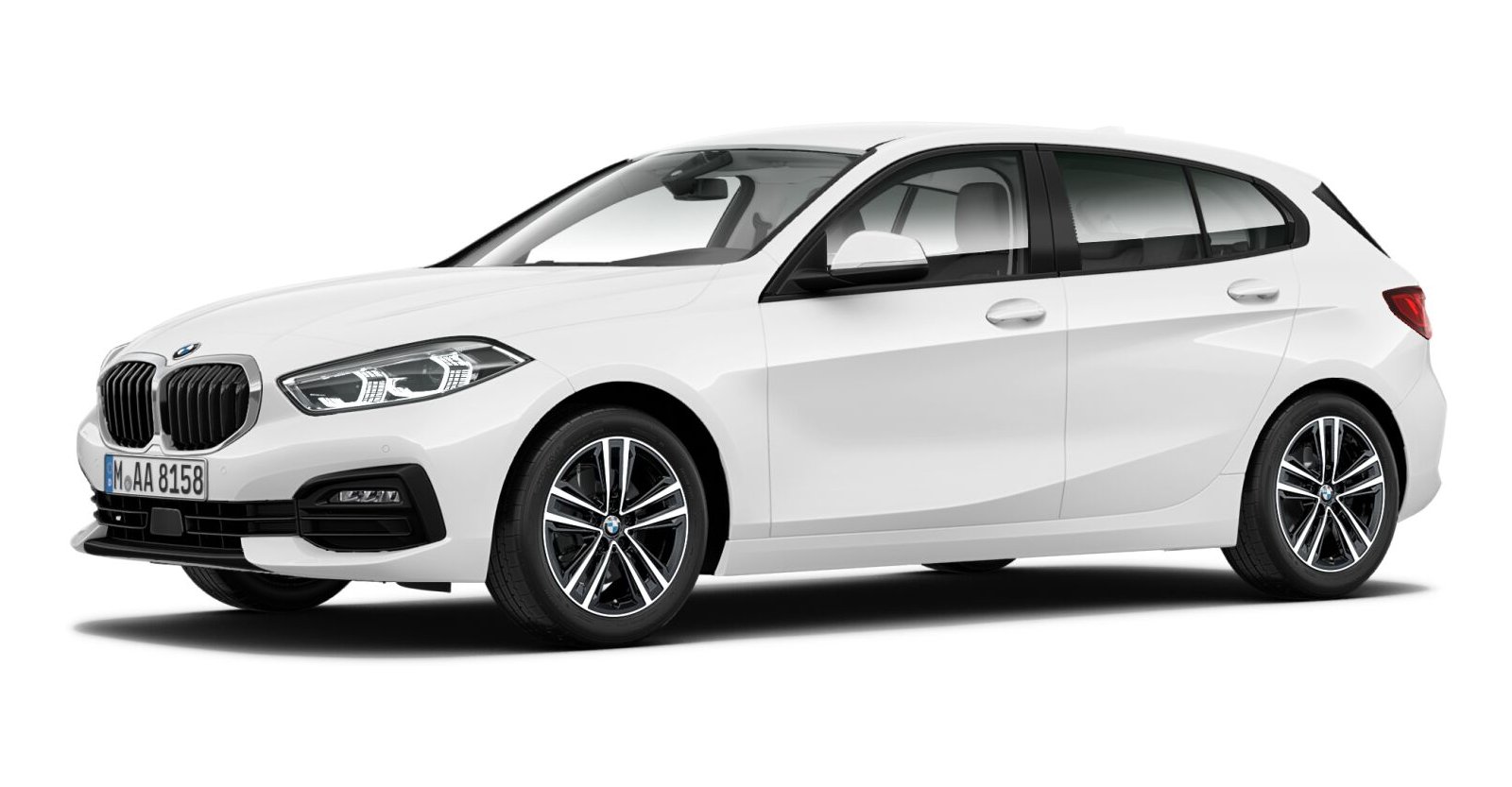 BMW 118i in Weiß von vorne