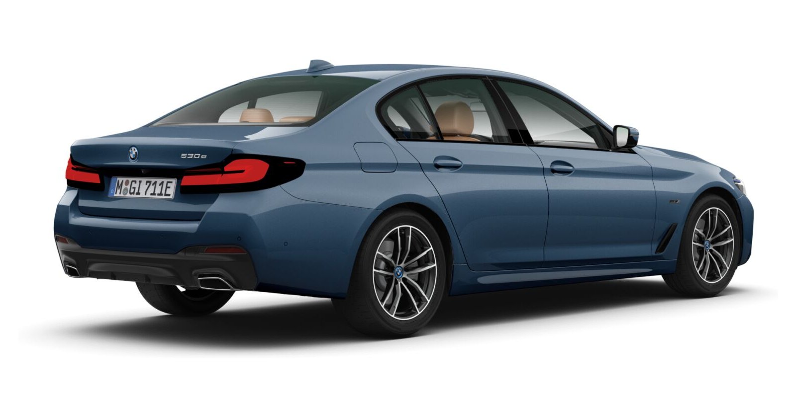 BMW BMW 5er in Blau von hinten