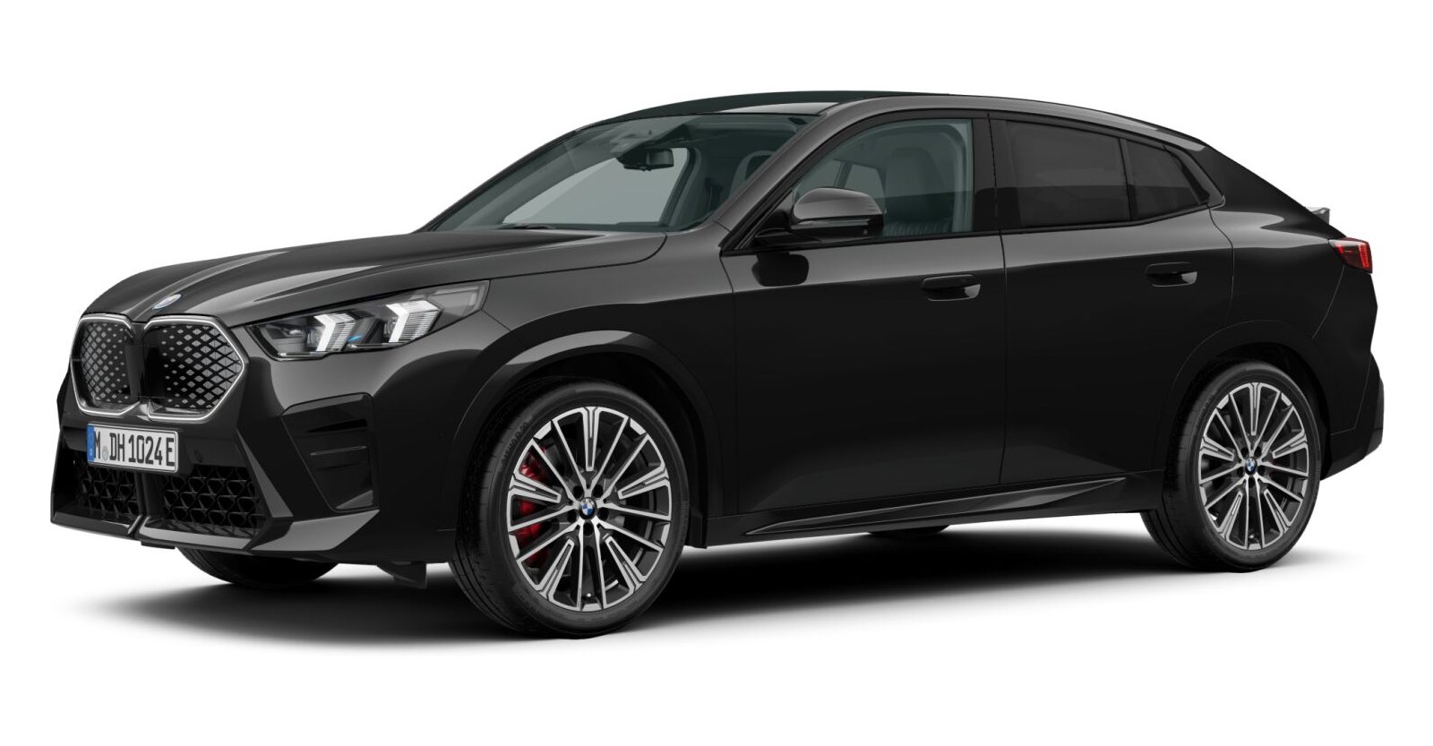 BMW iX2 xDrive30 in Schwarz von vorne