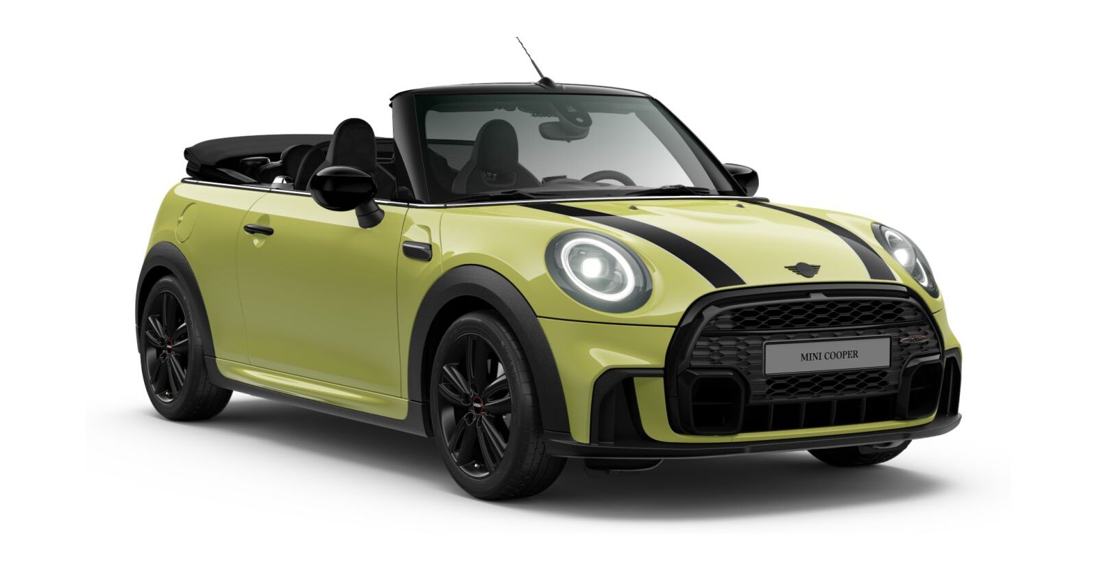 MINI Cooper Cabrio in Gelb von vorne MINI Cooper Cabrio in Gelb von vorne