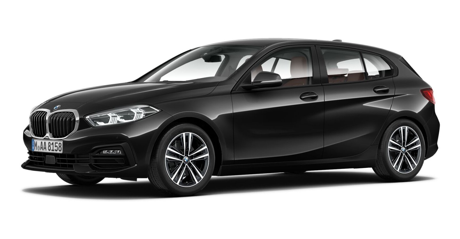 BMW 118d in Schwarz von vorne