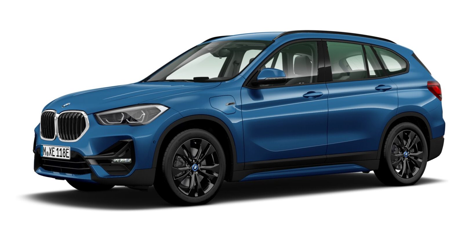 BMW X1 xDrive25e in Blau von vorne