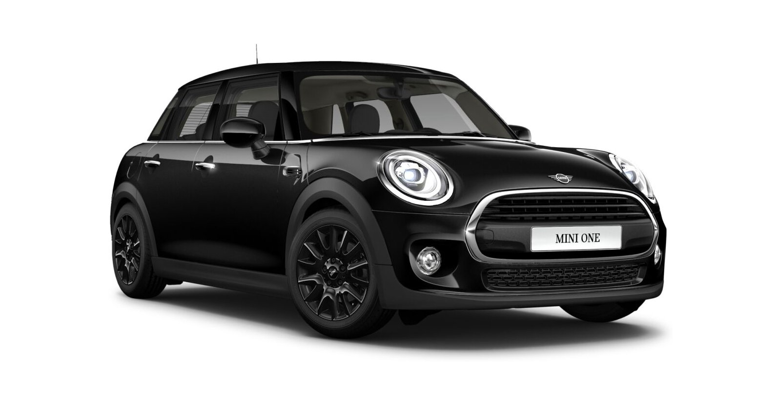 MINI One 5-Türer in Schwarz von vorne MINI One 5-Türer in Schwarz von vorne