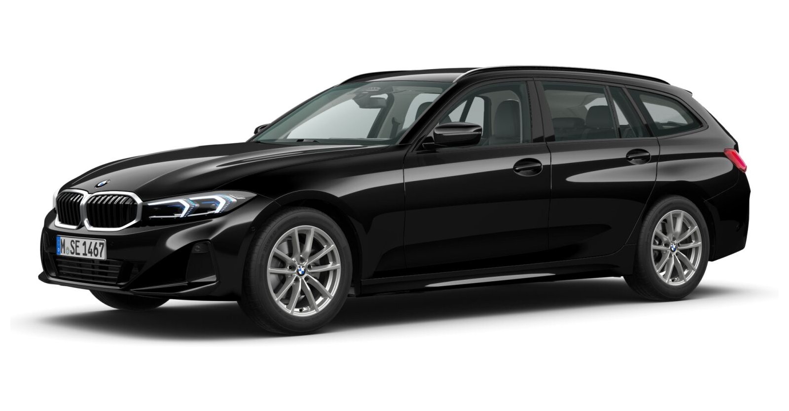 BMW 318d Touring in Schwarz von vorne BMW 318d Touring in Schwarz von vorne