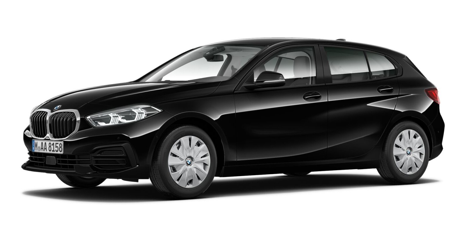 BMW 116i in Schwarz von vorne