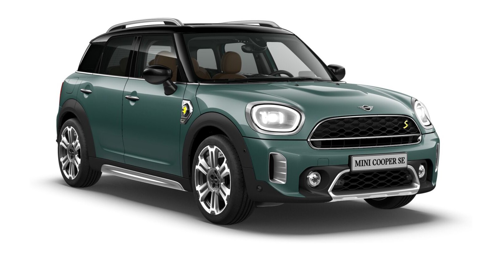 MINI Cooper SE Countryman ALL4 in Grün von vorne