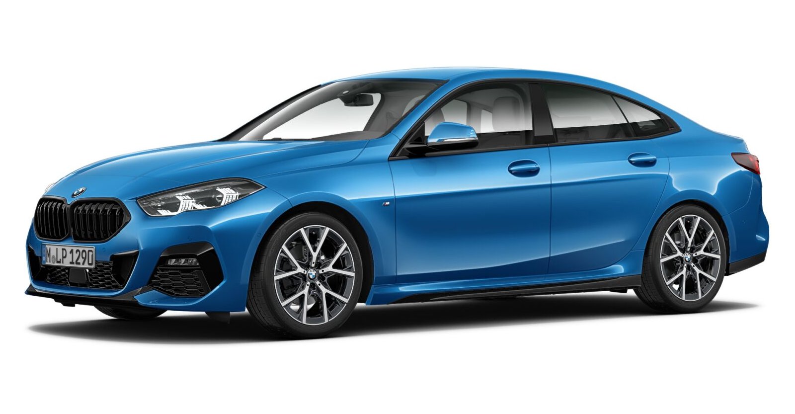 BMW 218i Gran Coupé in Blau von vorne