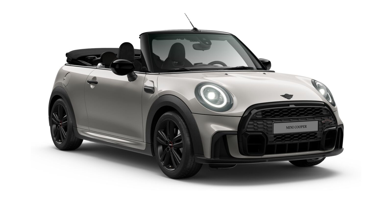 MINI Cooper Cabrio in Silber von vorne MINI Cooper Cabrio in Silber von vorne