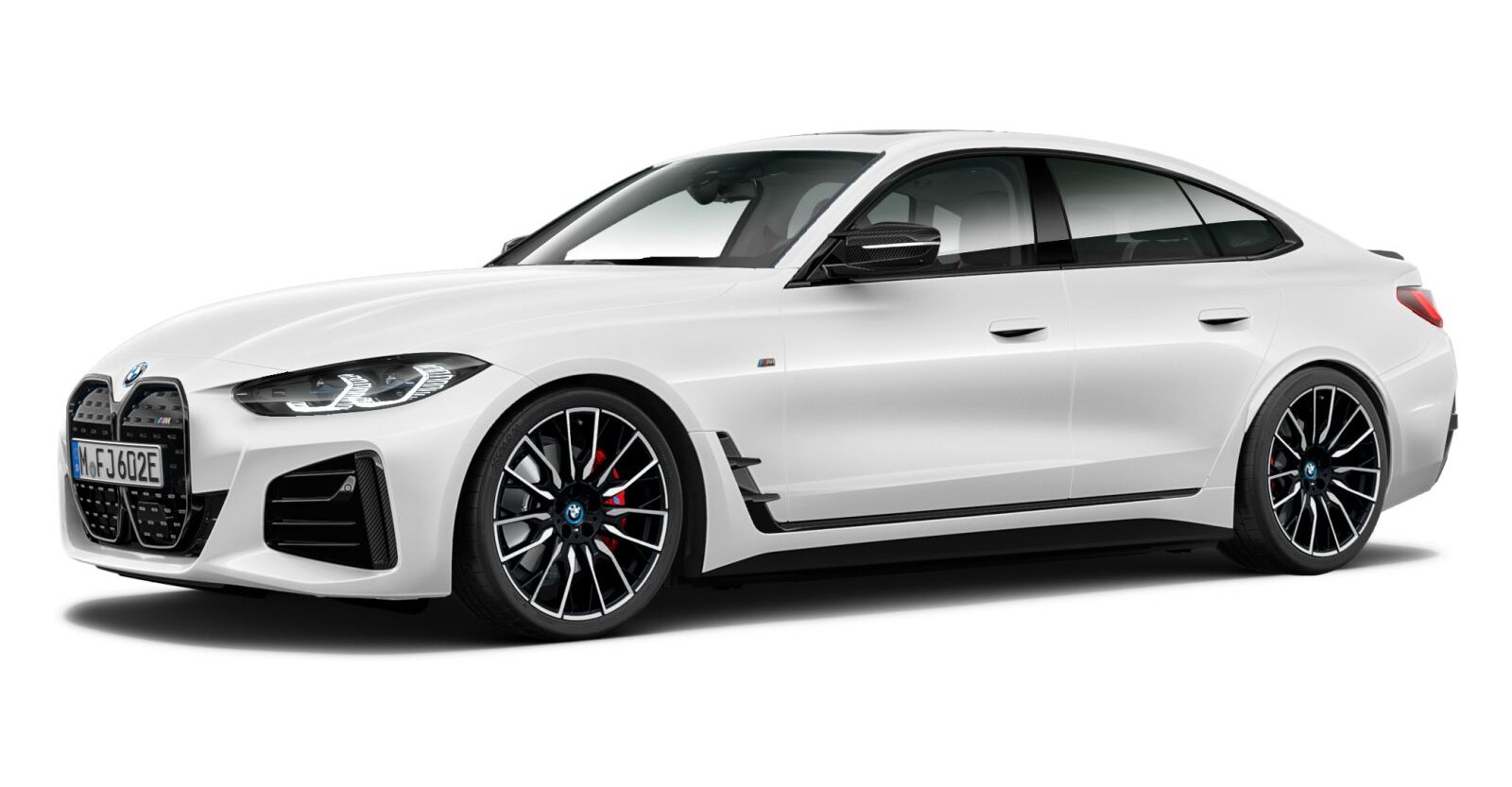 BMW i4 M50 Gran Coupé in Weiß von vorne