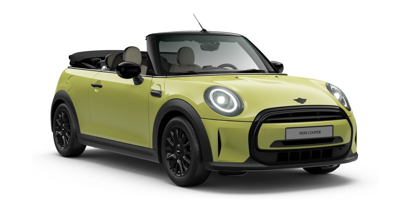 MINI Cooper Cabrio in Gelb von vorne