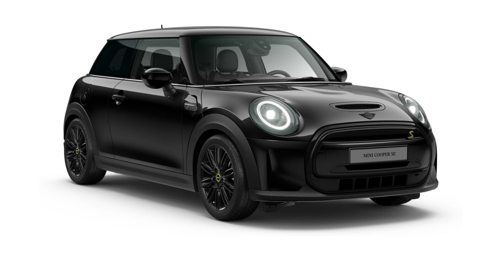 MINI Cooper SE in Schwarz von vorne
