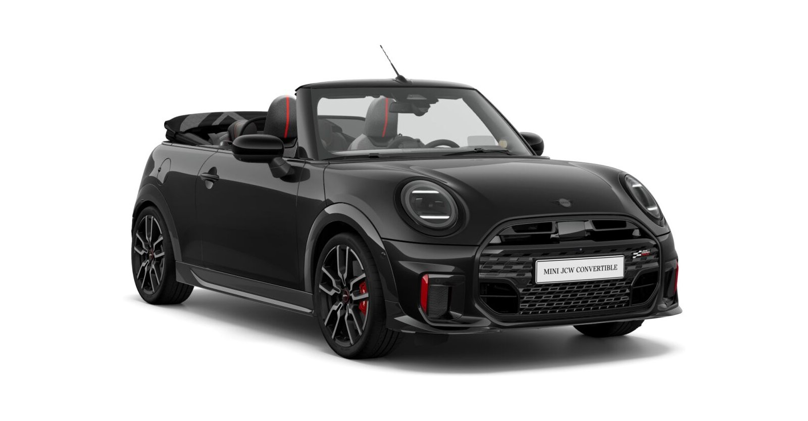 MINI John Cooper Works Cabrio in Schwarz von vorne MINI John Cooper Works Cabrio in Schwarz von vorne