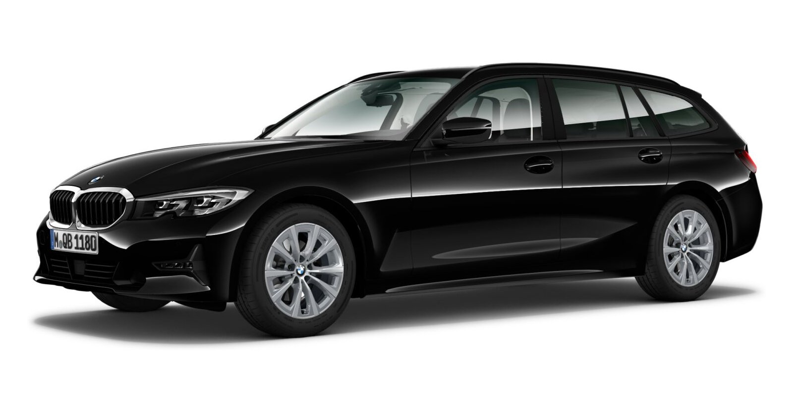 BMW 318d Touring in Schwarz von vorne BMW 318d Touring in Schwarz von vorne