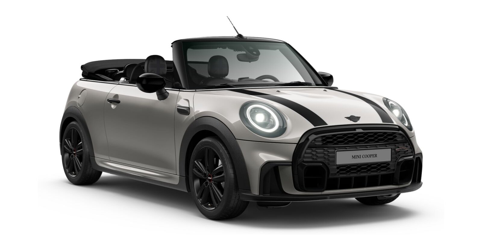 MINI Cooper Cabrio in Silber von vorne MINI Cooper Cabrio in Silber von vorne