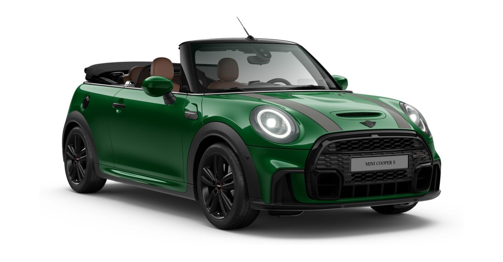 MINI Cooper S Cabrio in Grün von vorne MINI Cooper S Cabrio in Grün von vorne