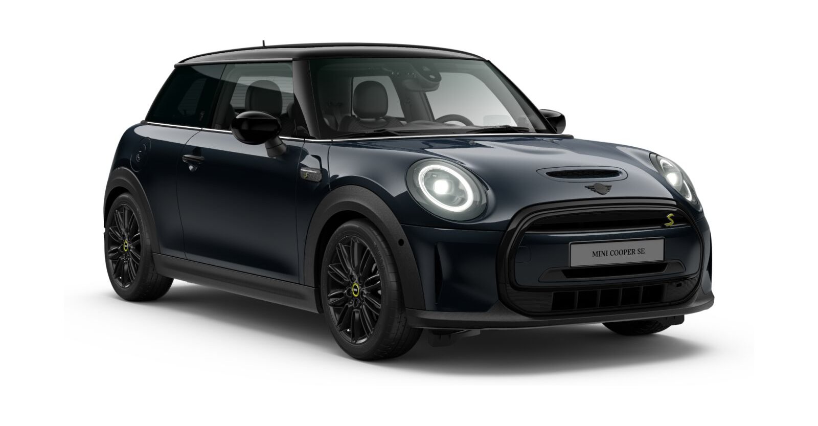 MINI Cooper SE in Schwarz von vorne