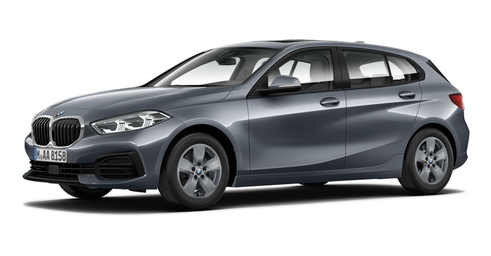 BMW 118i in Grau von vorne