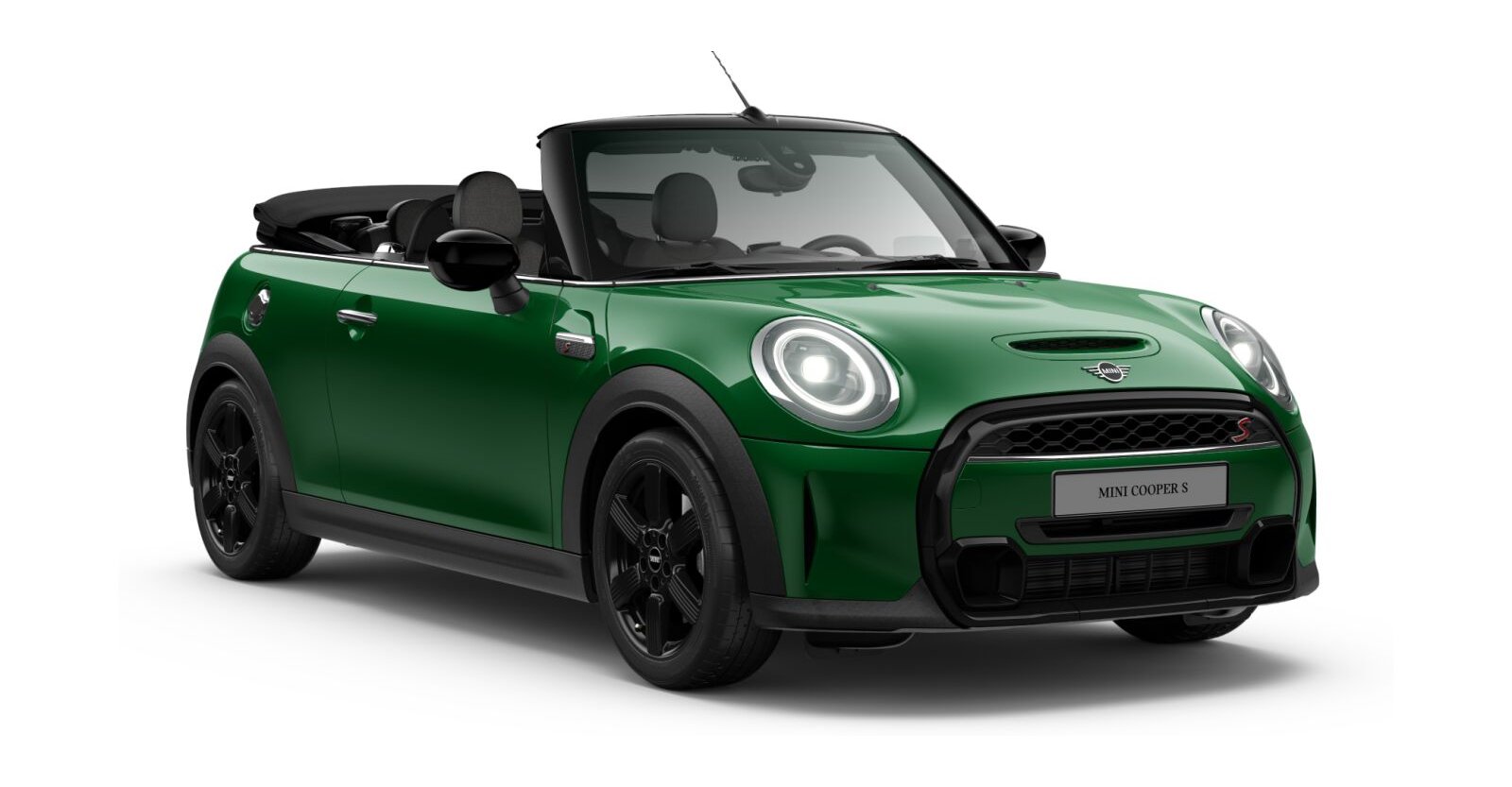 MINI Cooper S Cabrio in Grün von vorne