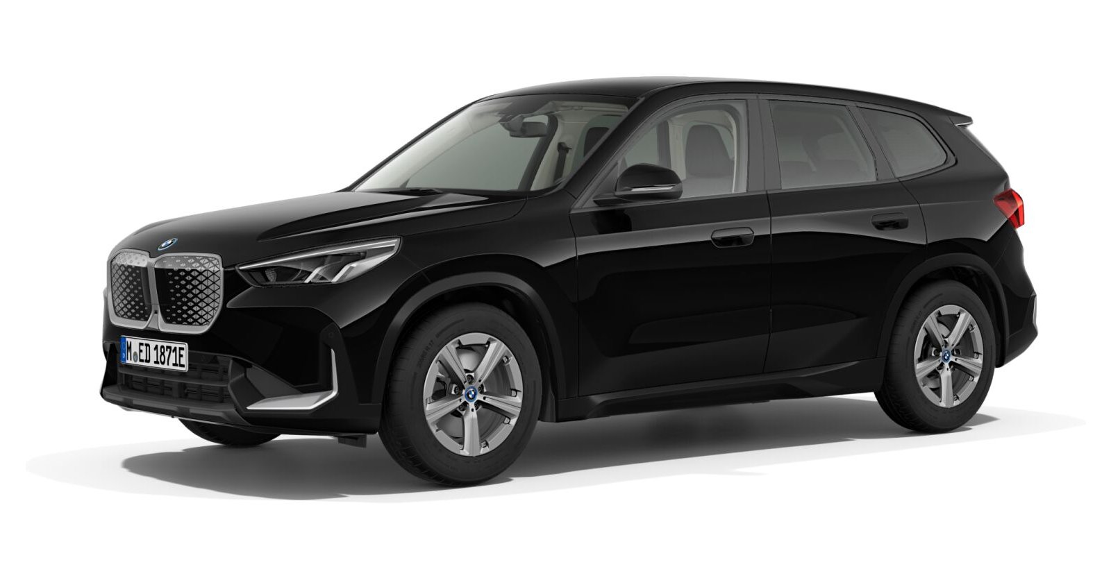 BMW iX1 xDrive30 in Schwarz von vorne