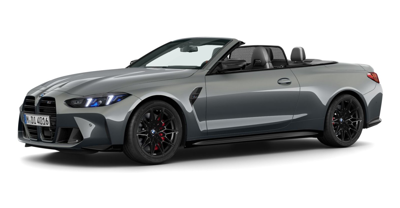 BMW M4 Competition Cabrio mit M xDrive in Grau von vorne