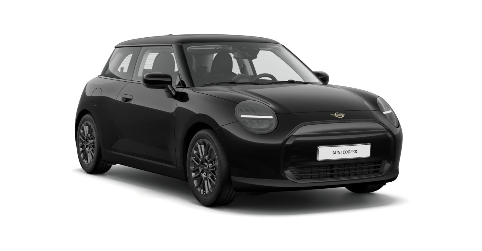 MINI Cooper E in Schwarz von vorne