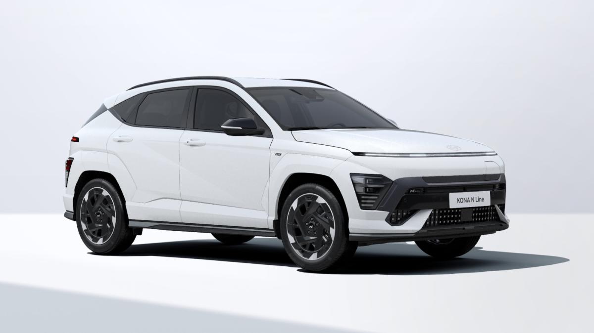 HYUNDAI KONA Elektro in Weiß von vorne