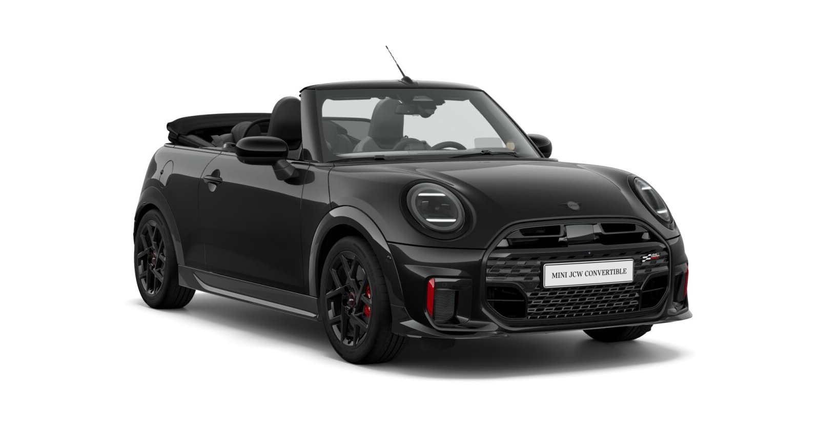 MINI John Cooper Works Cabrio in Schwarz von vorne MINI John Cooper Works Cabrio in Schwarz von vorne