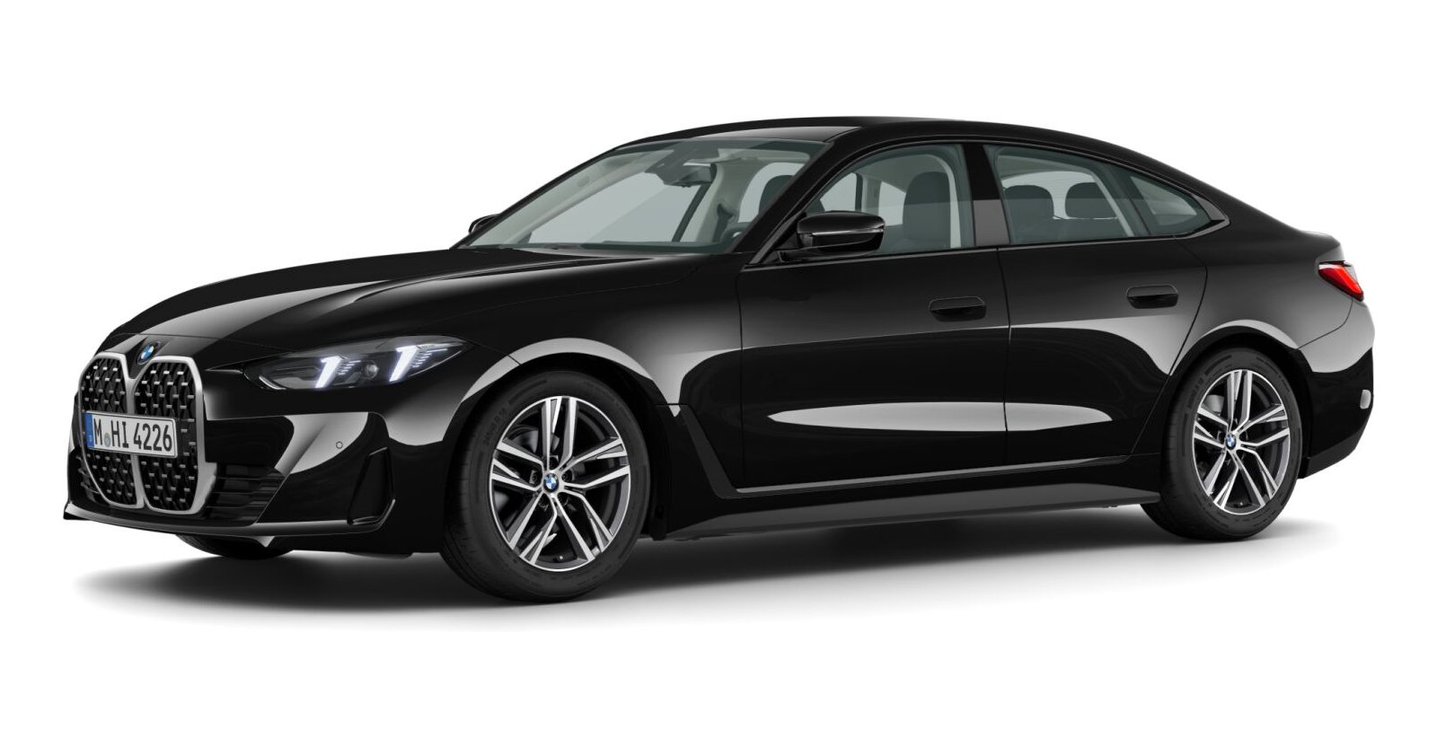 BMW 430i xDrive Gran Coupé in Schwarz von vorne