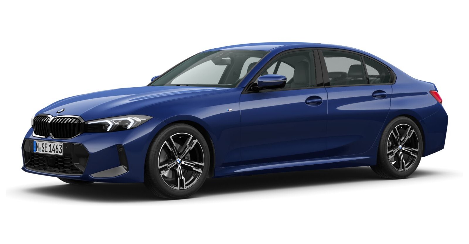 BMW 320i Limousine in Blau von vorne