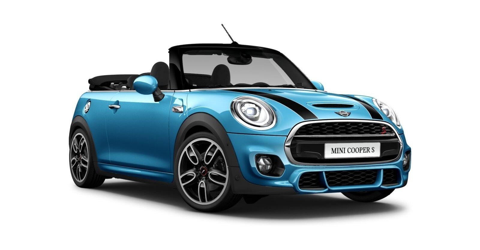 MINI Cooper S Cabrio in Blau von vorne MINI Cooper S Cabrio in Blau von vorne