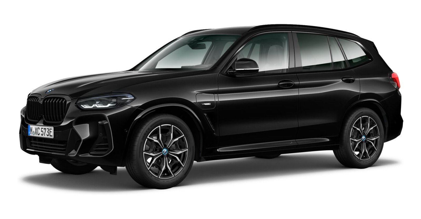 BMW X3 xDrive 30e in Schwarz von vorne
