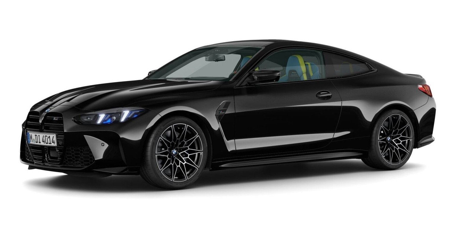 BMW M4 Competition Coupe mit M xDrive in Schwarz von vorne BMW M4 Competition Coupe mit M xDrive in Schwarz von vorne