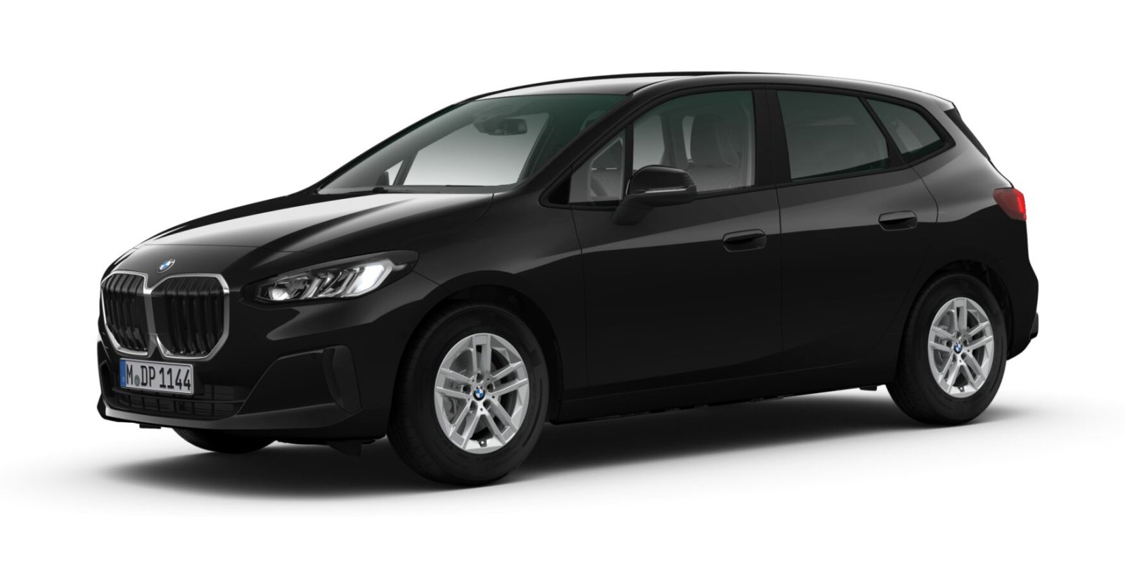 BMW 218d Active Tourer in Schwarz von vorne
