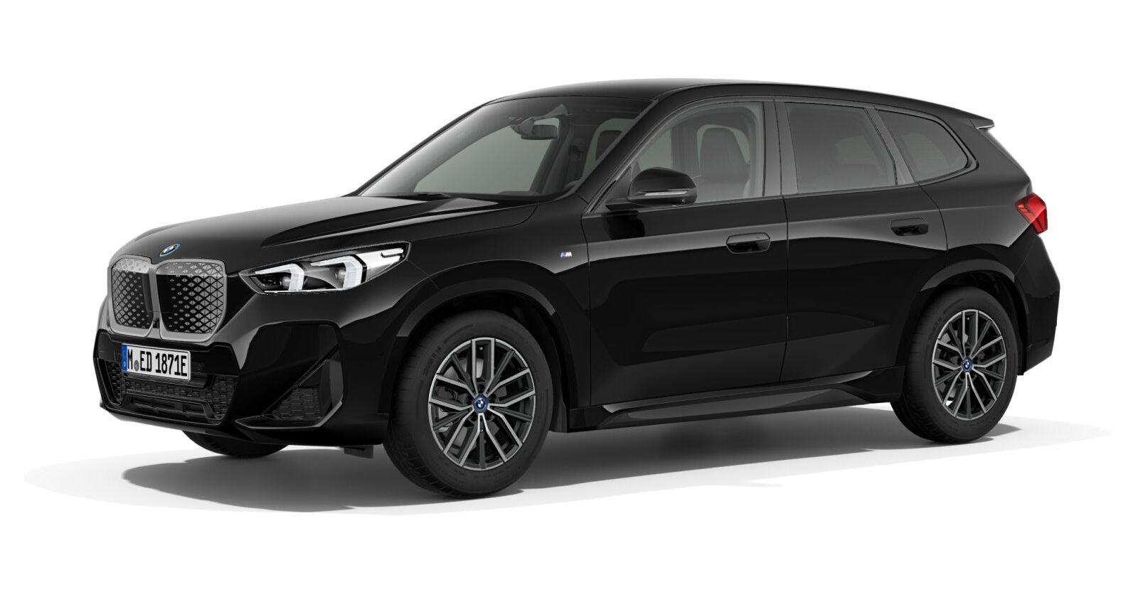 BMW iX1 xDrive30 in Schwarz von vorne