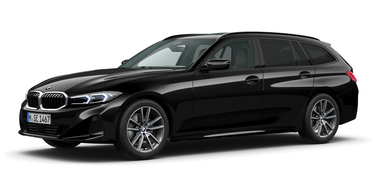 BMW 320d Touring in Schwarz von vorne BMW 320d Touring in Schwarz von vorne