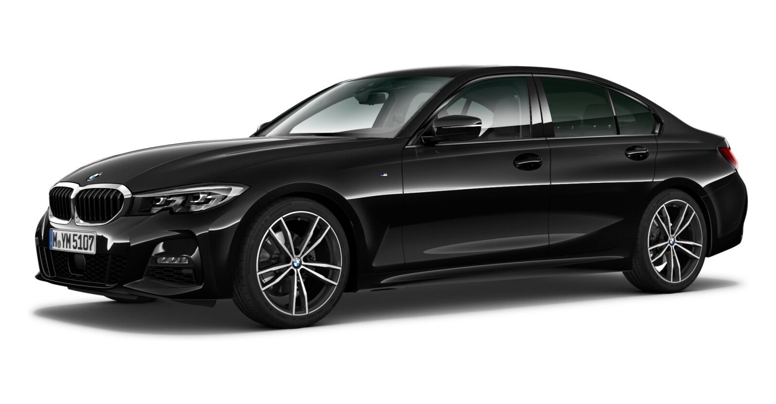 BMW 320i xDrive Limousine in Schwarz von vorne BMW 320i xDrive Limousine in Schwarz von vorne