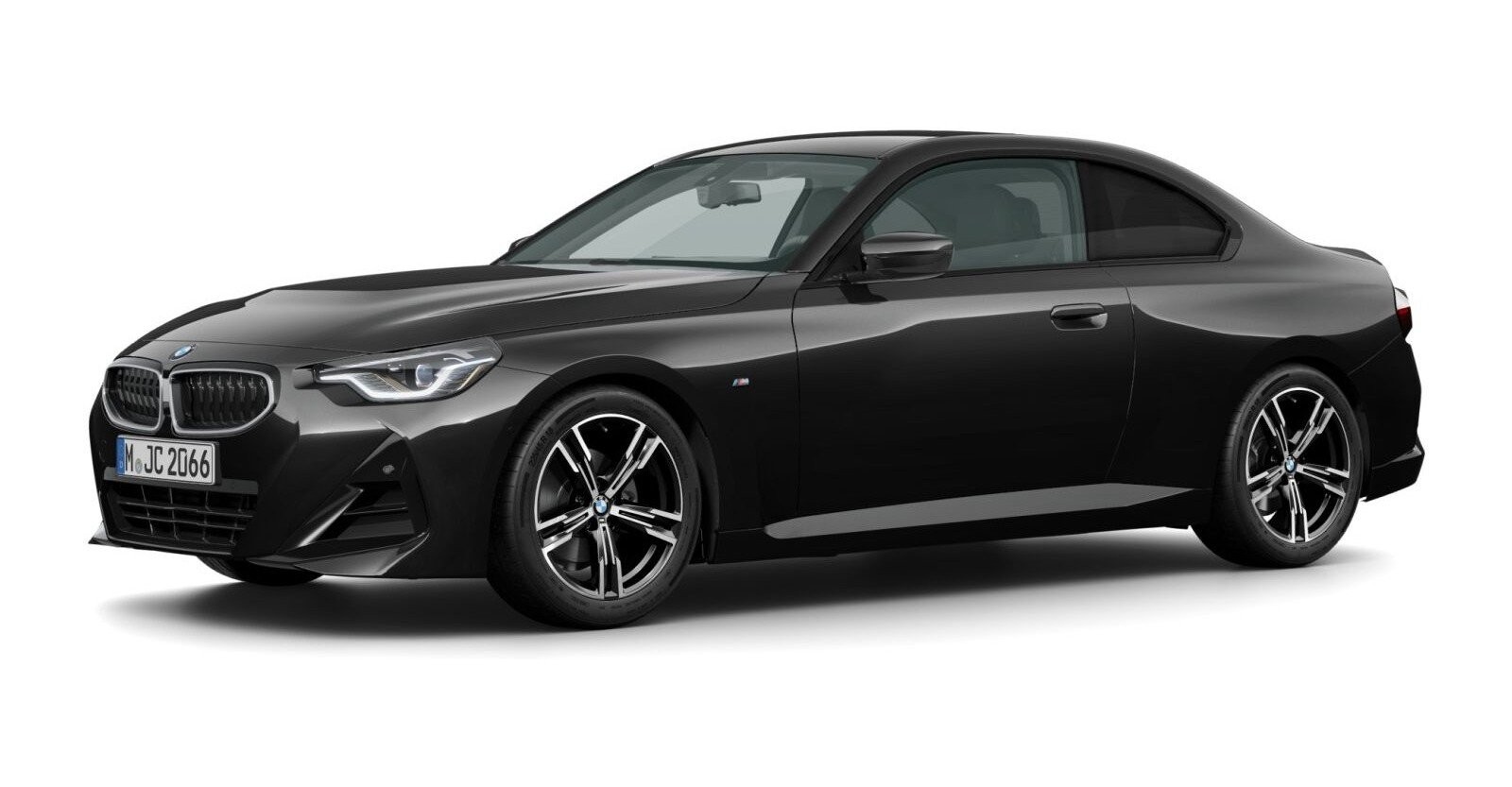 BMW 218i Coupé in Schwarz von vorne BMW 218i Coupé in Schwarz von vorne