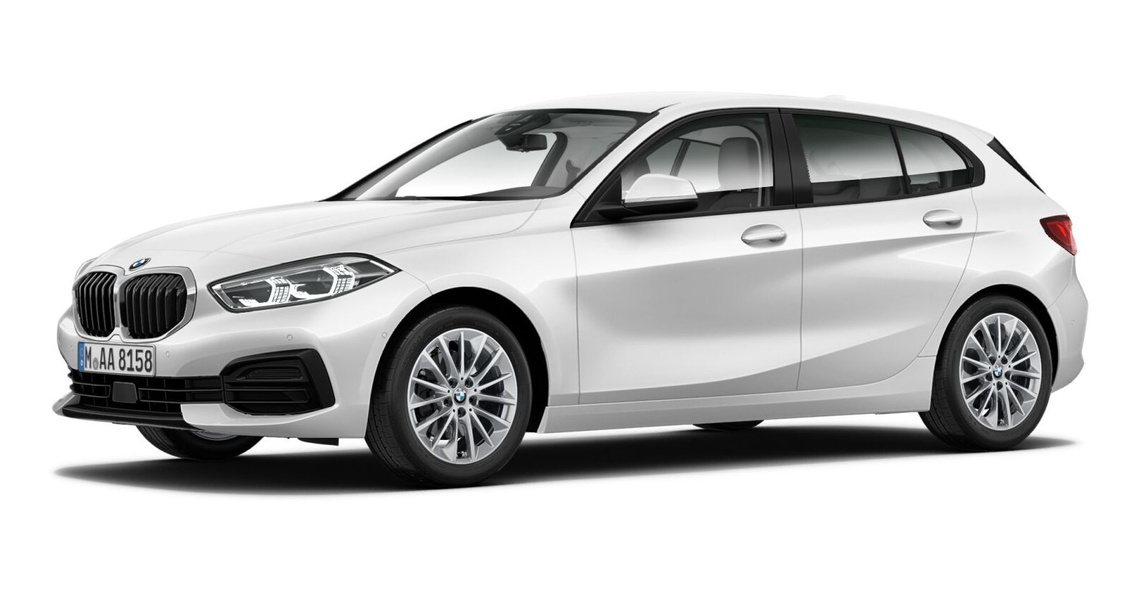 BMW 118i in Weiß von vorne
