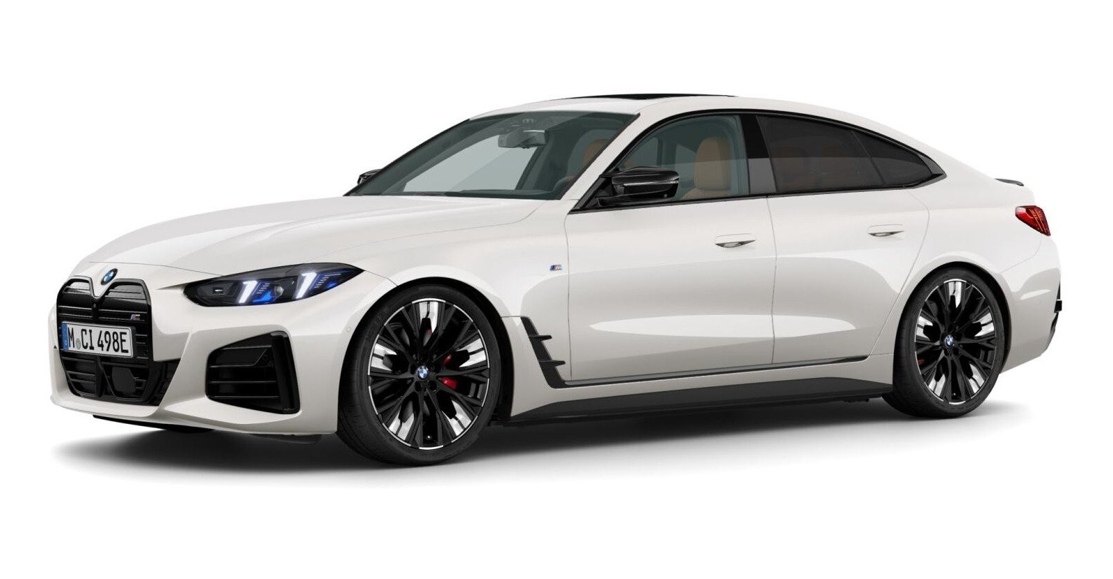 BMW i4 M60 xDrive Gran Coupé in Weiß von vorne