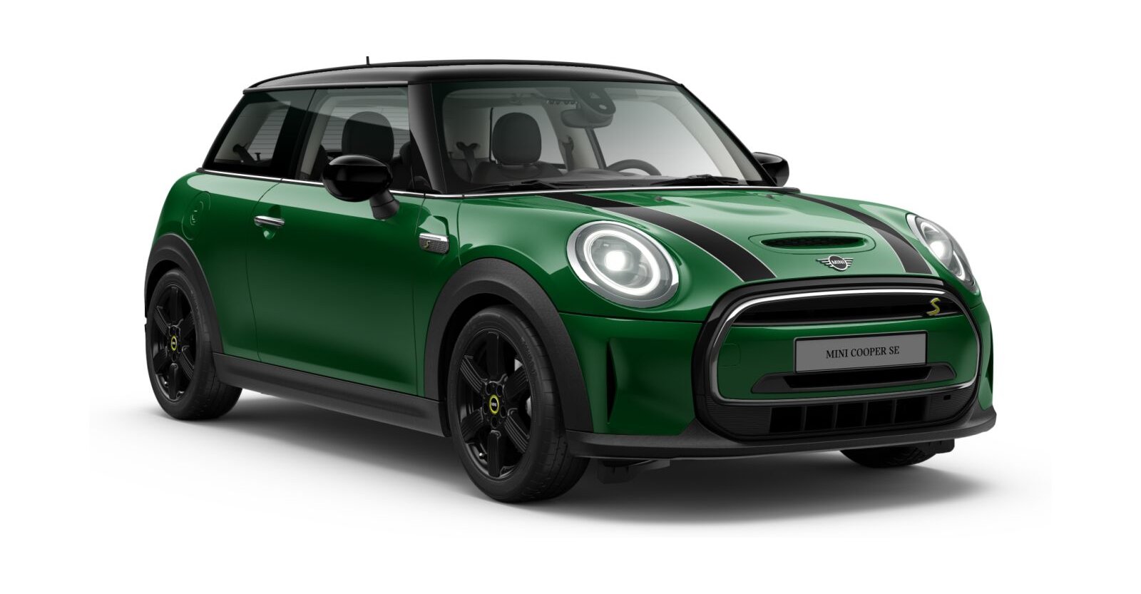MINI Cooper SE in Grün von vorne MINI Cooper SE in Grün von vorne