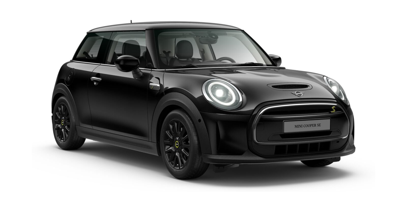 MINI Cooper SE in Schwarz von vorne MINI Cooper SE in Schwarz von vorne
