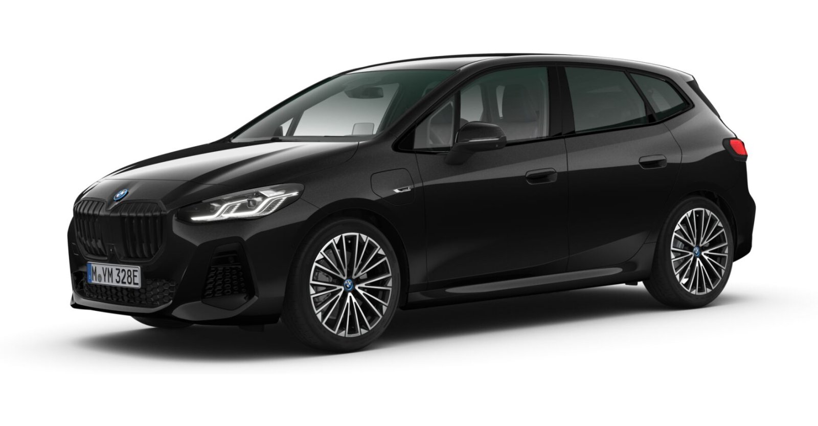 BMW 230e xDrive Active Tourer in Schwarz von vorne BMW 230e xDrive Active Tourer in Schwarz von vorne