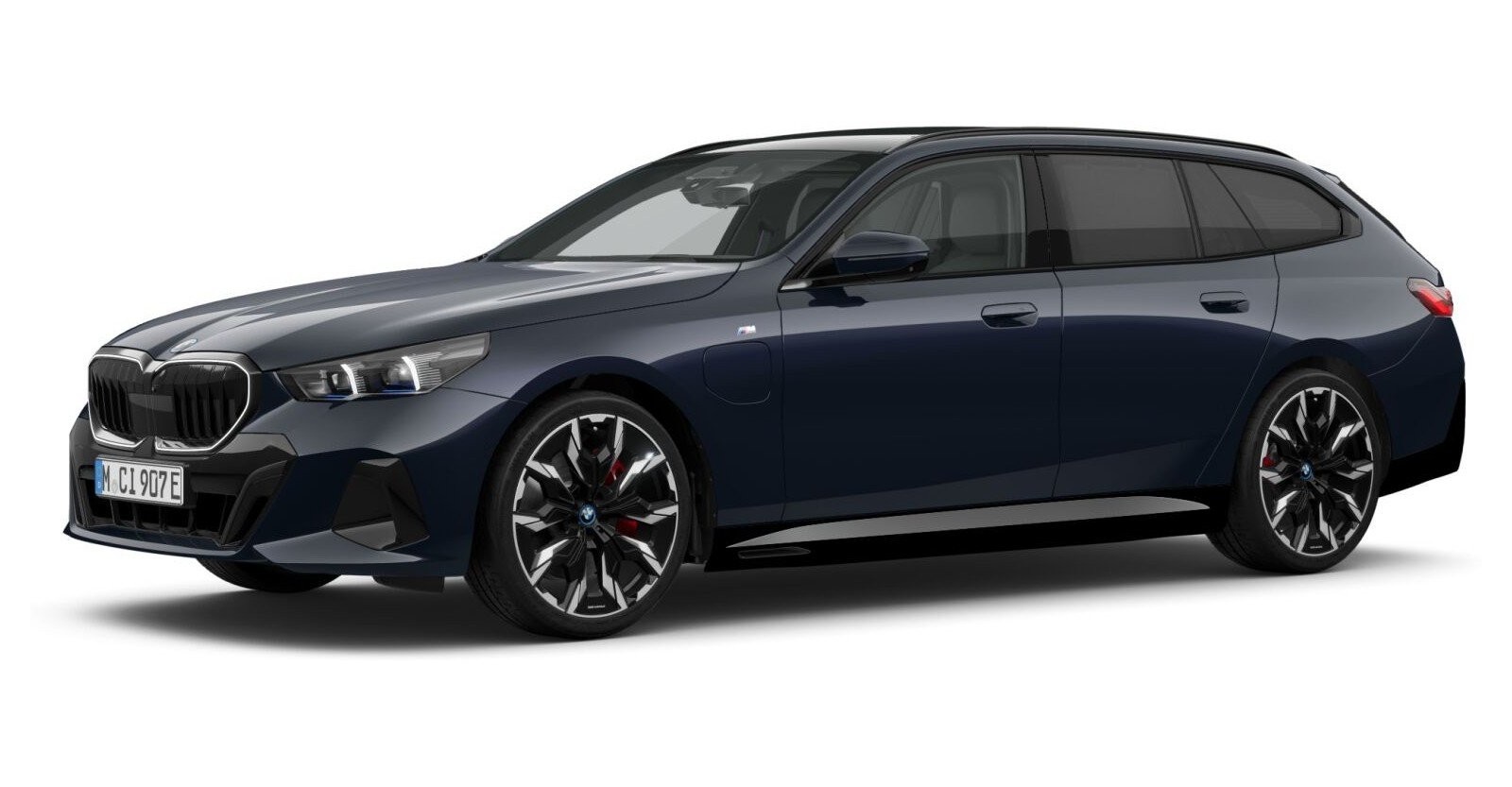 BMW 550e xDrive Touring in Schwarz von vorne