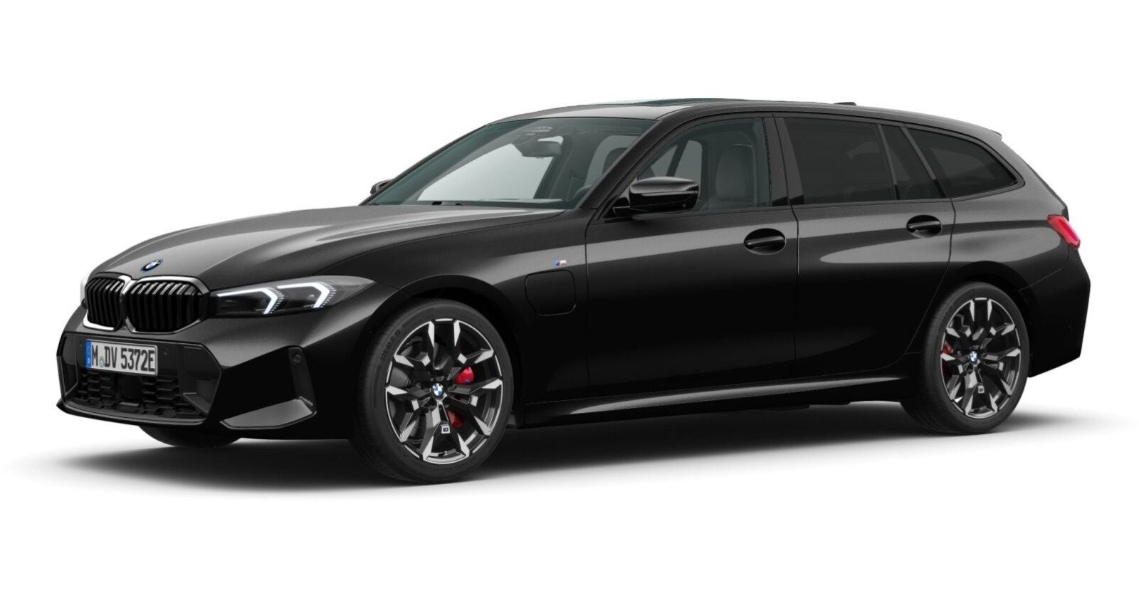 BMW 330e xDrive Touring in Schwarz von vorne BMW 330e xDrive Touring in Schwarz von vorne