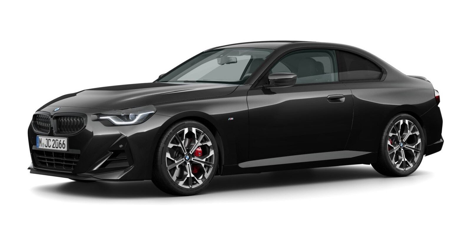 BMW 218i Coupé in Schwarz von vorne