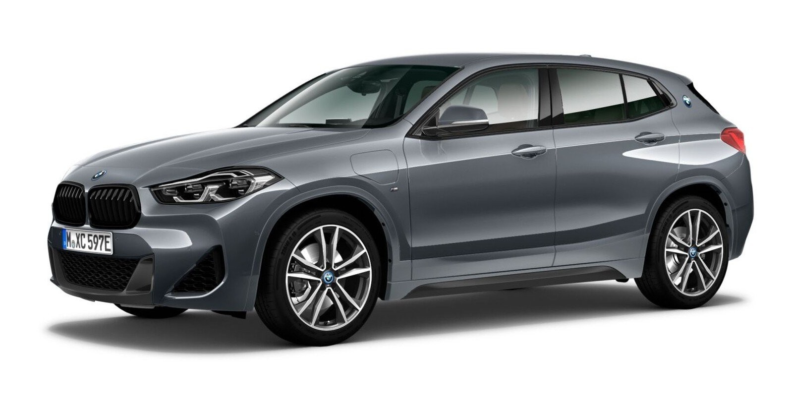 BMW X2 xDrive25e in Grau von vorne