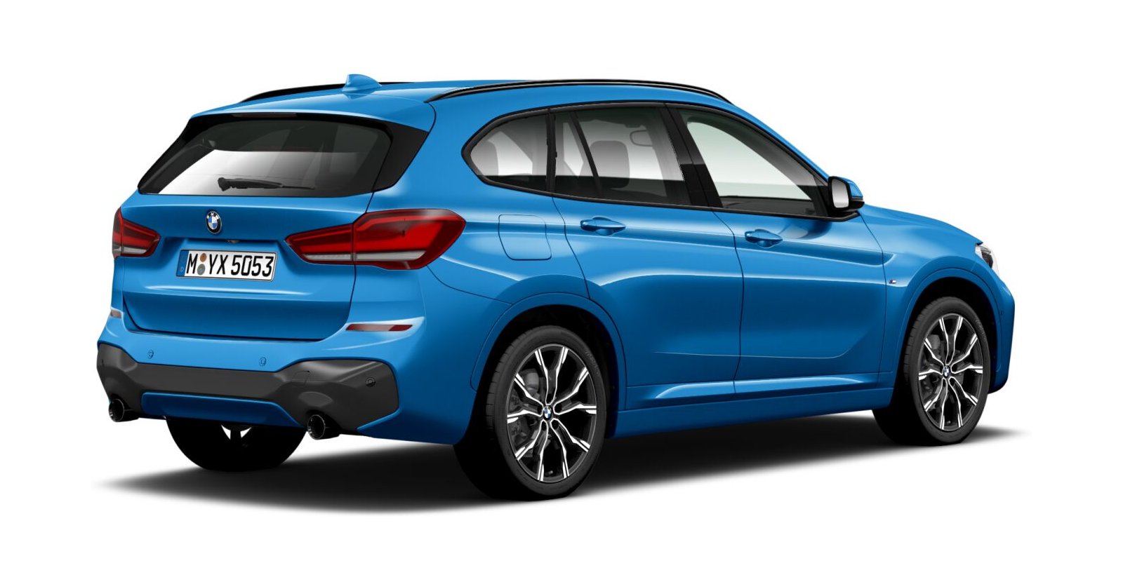 BMW BMW X in Blau von hinten BMW BMW X in Blau von hinten